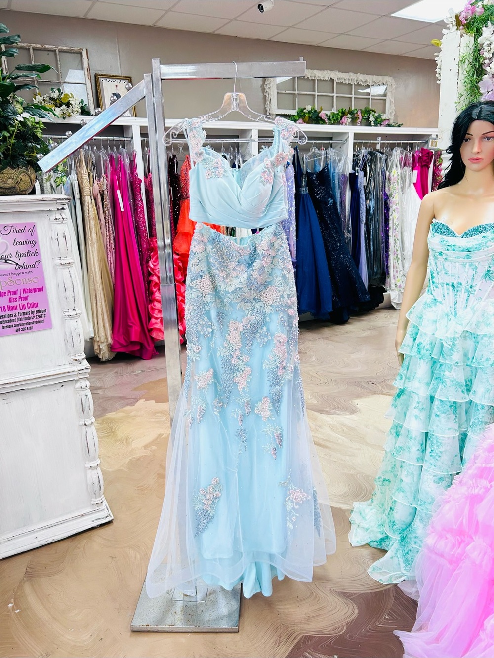 Morrell Maxie Light Blue Embellished Tulle Prom Dress